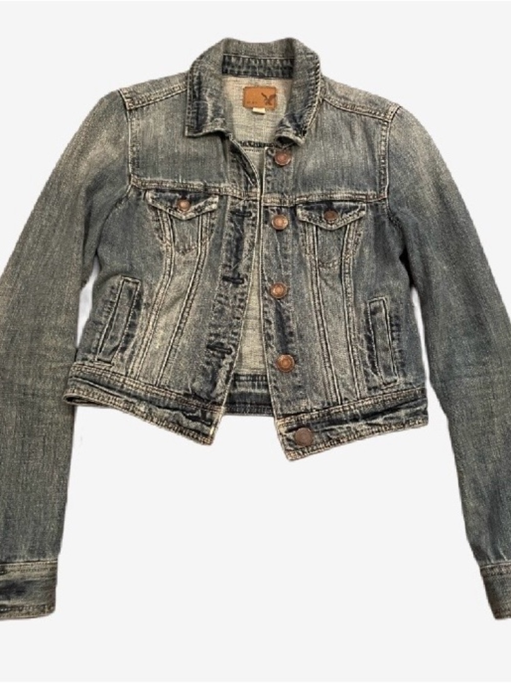 Women’s American Eagle Outfitters Distressed Light Blue Denim Jacket